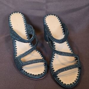 NWT Carrie Forbes - Vero Cuoio Black Jute Heeled Sandals.  Sz.11 or EU 41. Appro